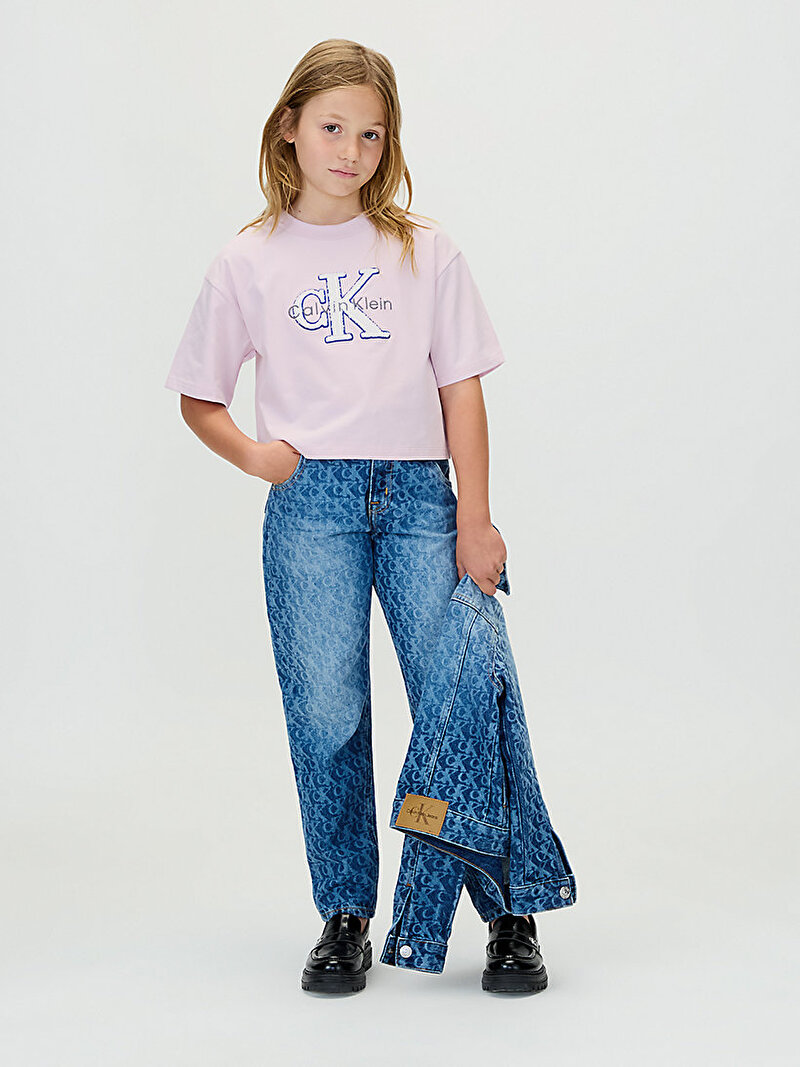 Calvin Klein Mor Renkli Kız Çocuk Towling Monologo T-shirt