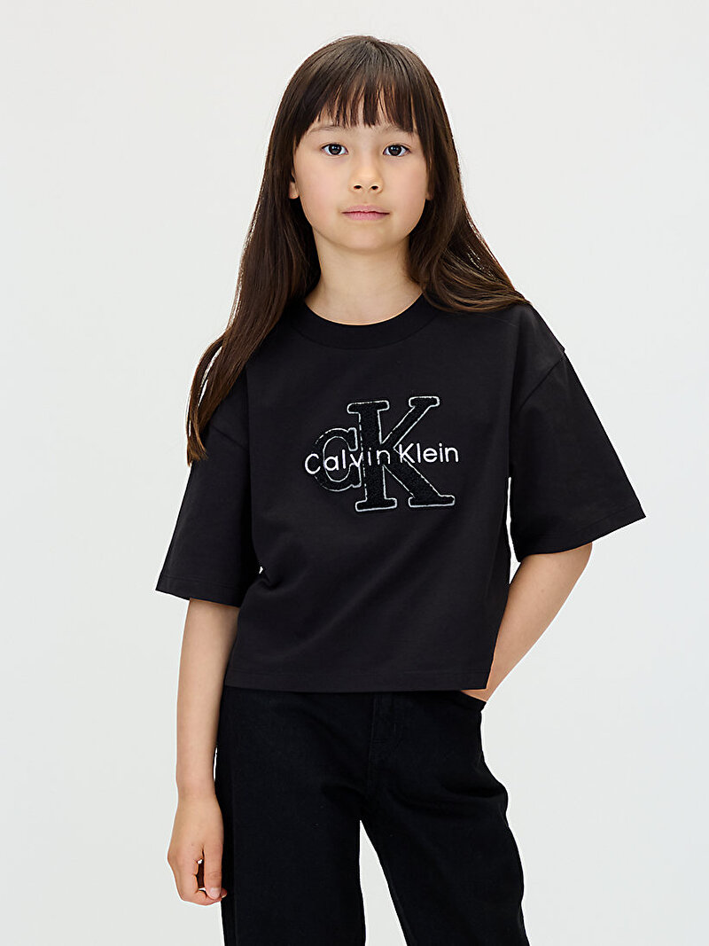 Calvin Klein Siyah Renkli Kız Çocuk Towling Monologo T-shirt