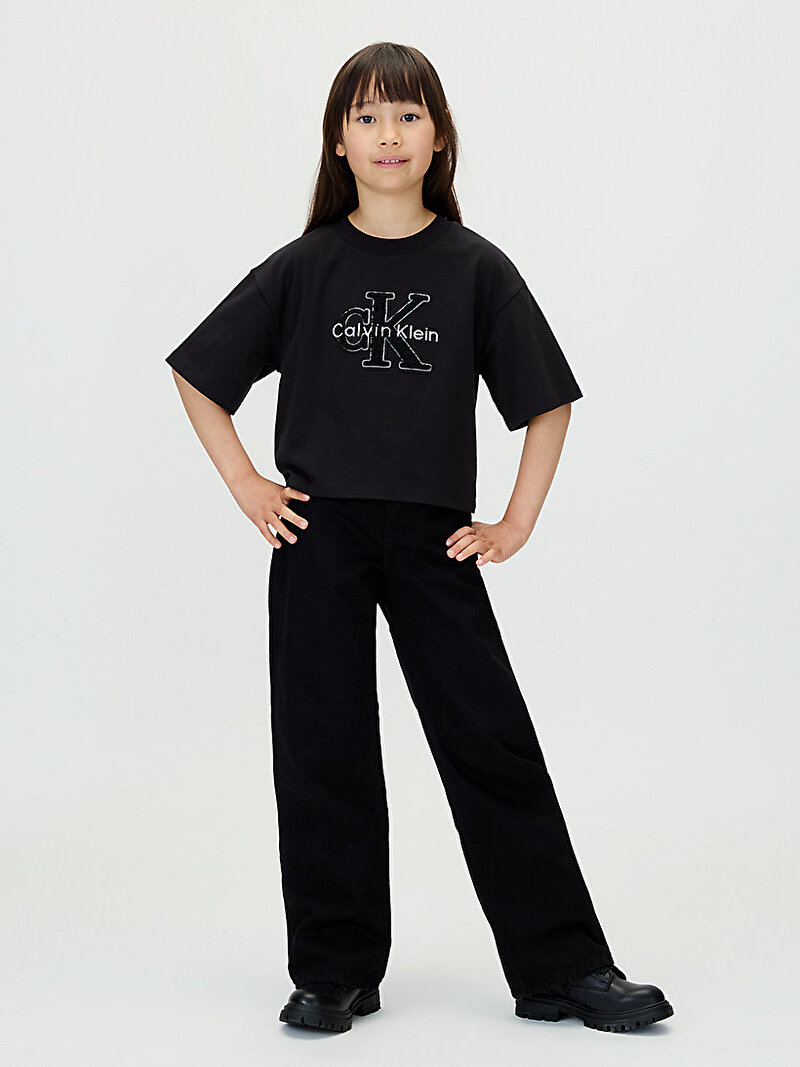 Calvin Klein Siyah Renkli Kız Çocuk Towling Monologo T-shirt