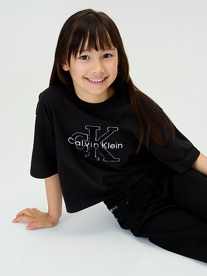 Calvin Klein Siyah Renkli Kız Çocuk Towling Monologo T-shirt