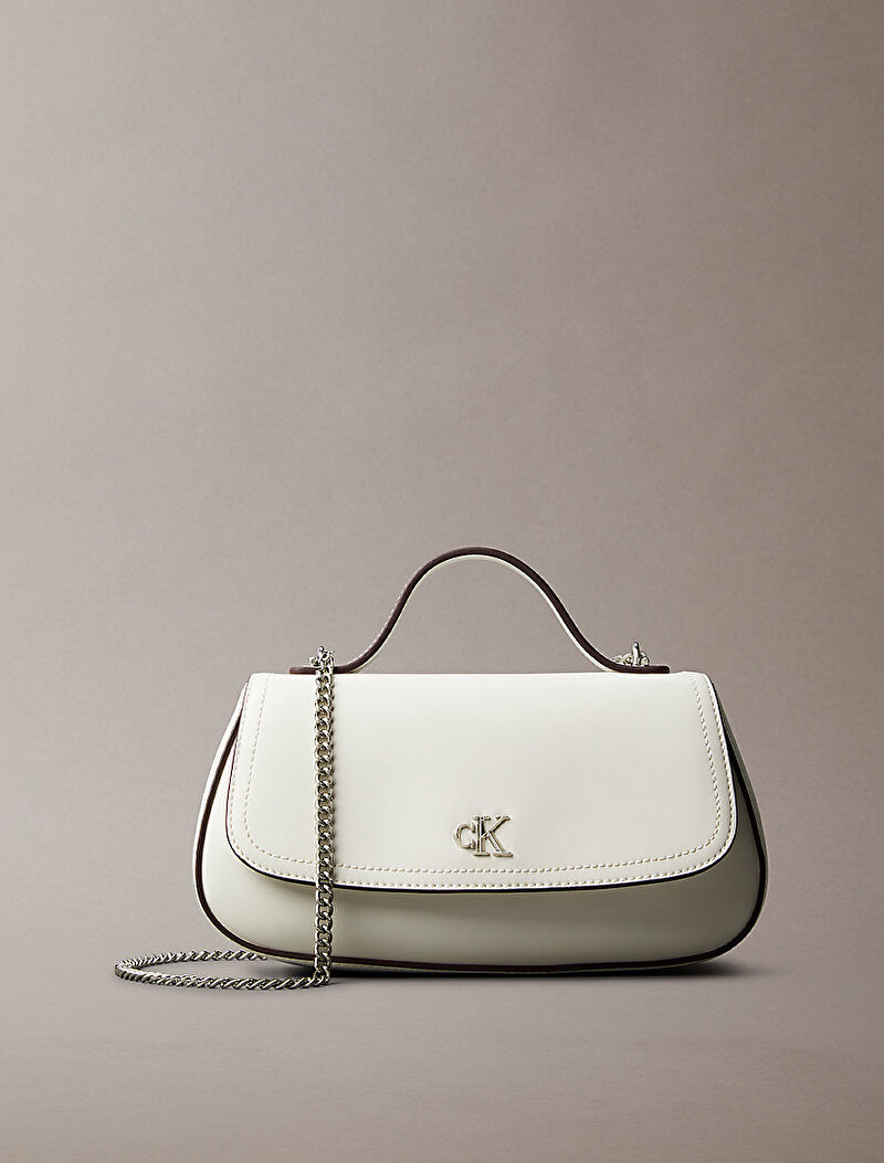Calvin Klein Beyaz Renkli Kadın CK Top Handle Çapraz Çanta