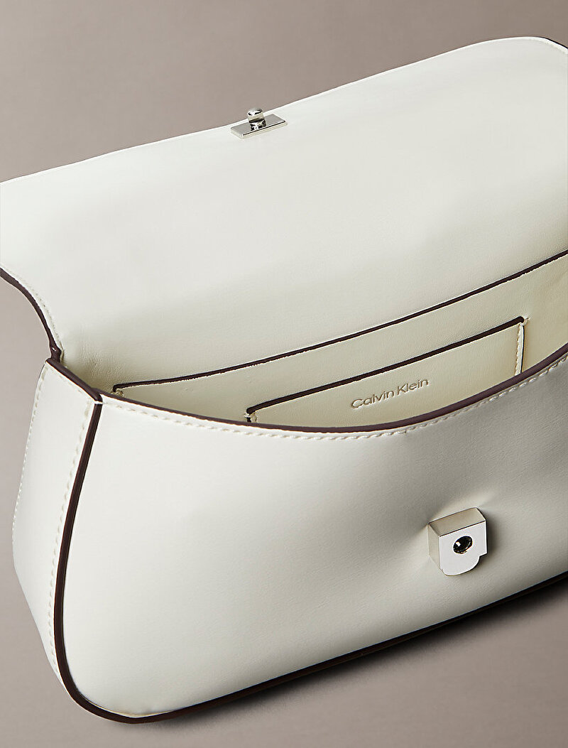 Calvin Klein Beyaz Renkli Kadın CK Top Handle Çapraz Çanta