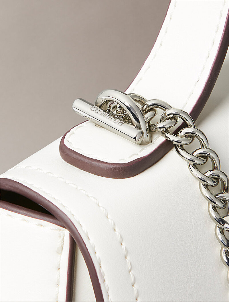 Calvin Klein Beyaz Renkli Kadın CK Top Handle Çapraz Çanta