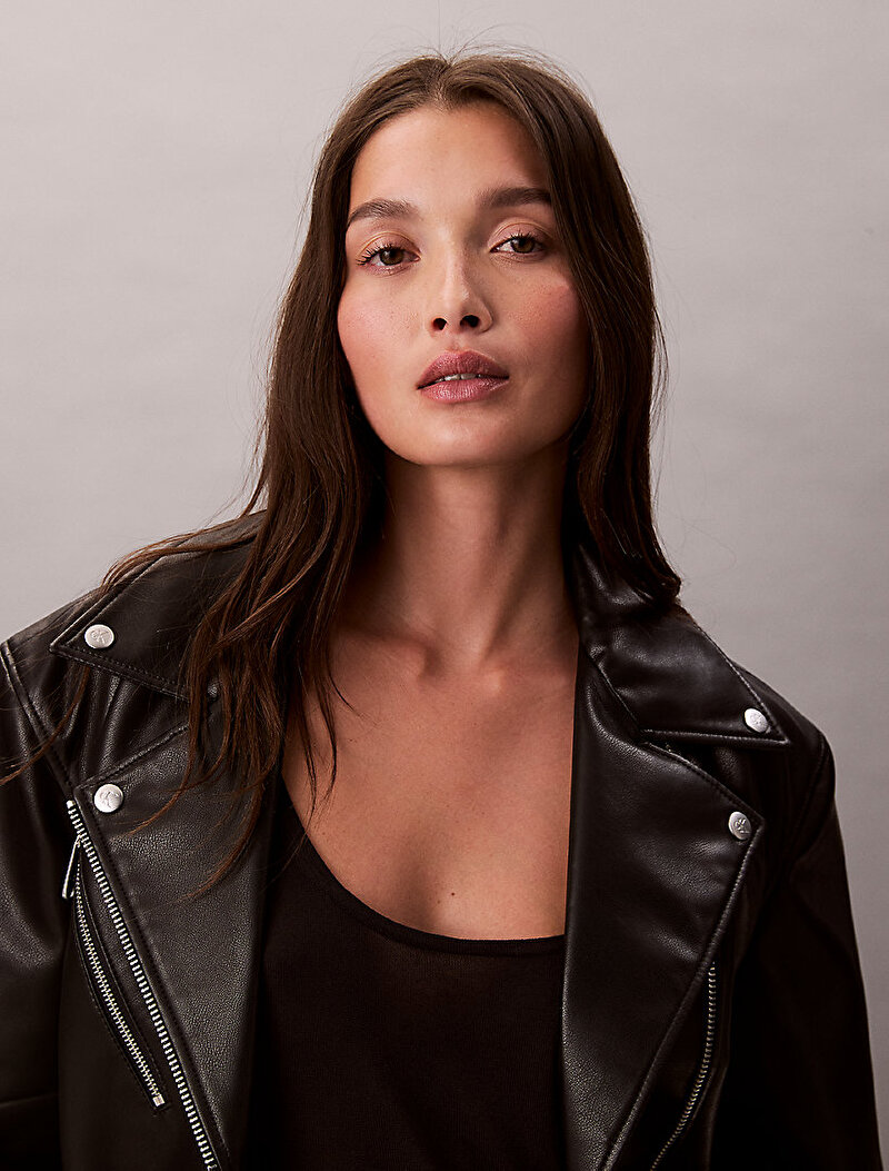 Calvin Klein Siyah Renkli Kadın Suni Deri Ceket