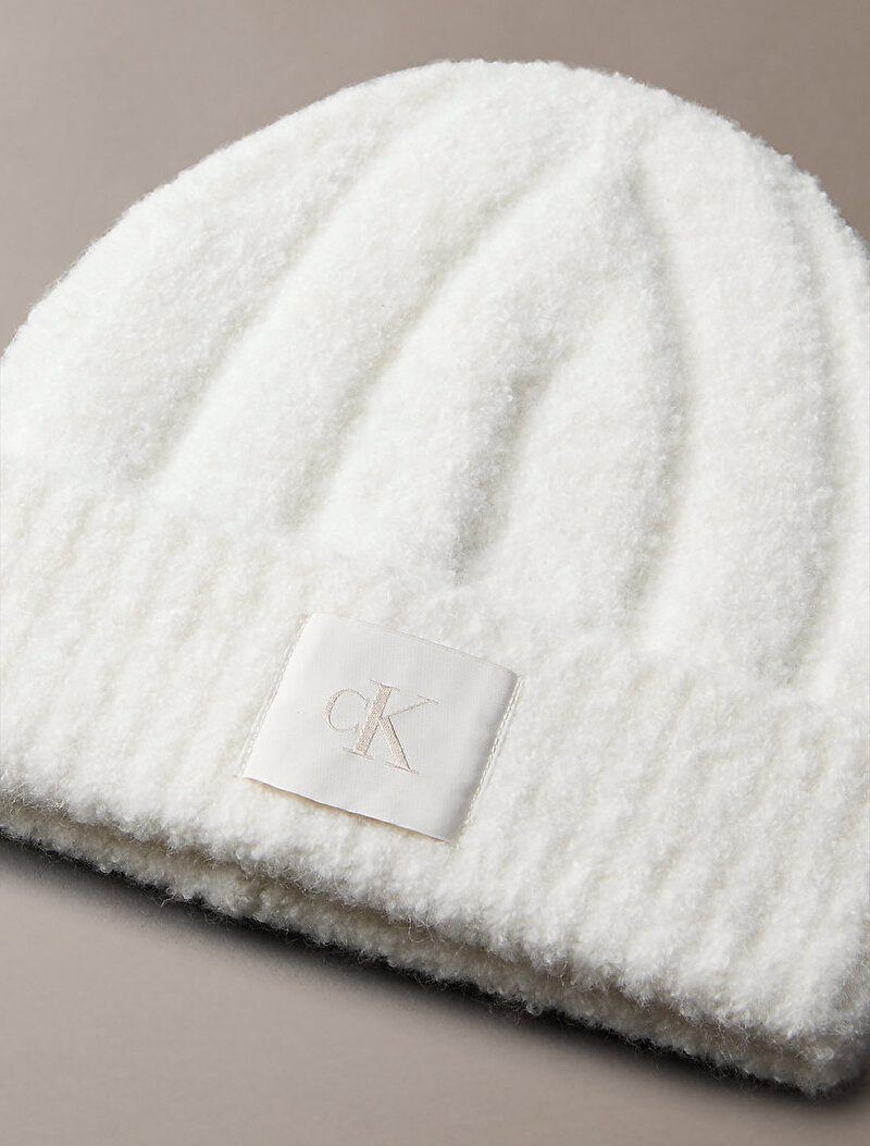 Calvin Klein Beyaz Renkli Erkek CK Patch Boucle Bere