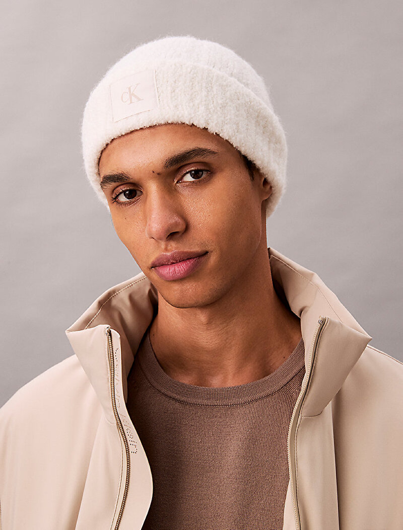 Calvin Klein Beyaz Renkli Erkek CK Patch Boucle Bere