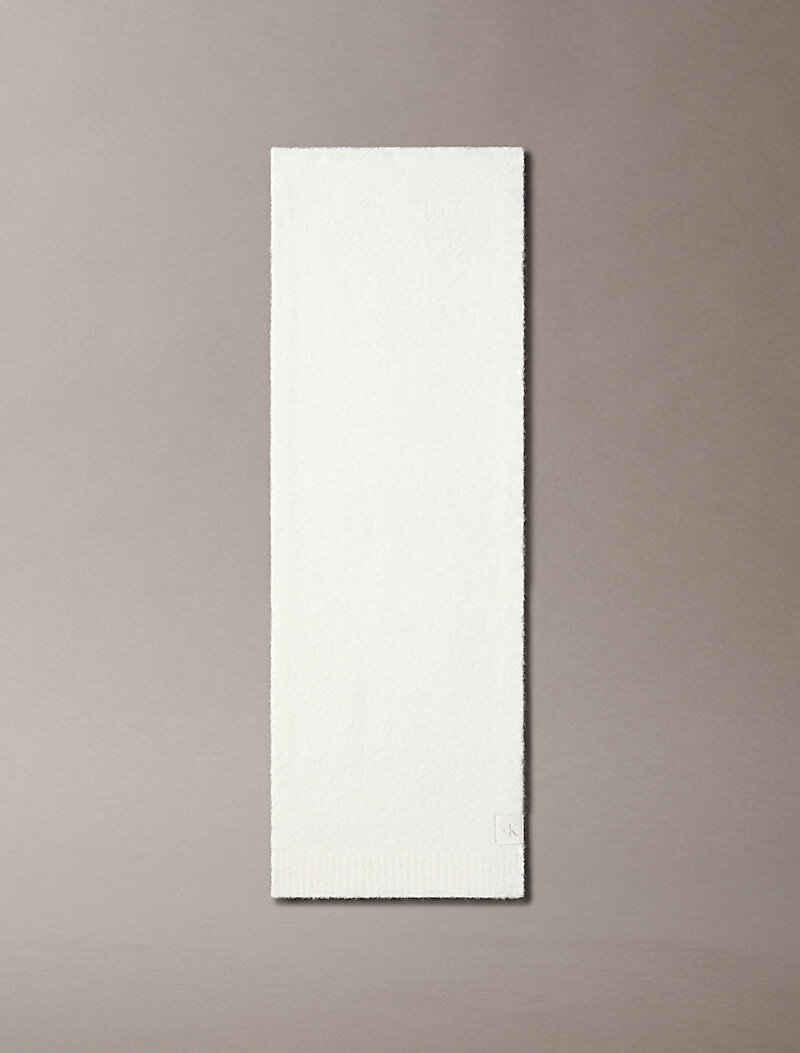 Calvin Klein Beyaz Renkli Erkek CK Patch Boucle Atkı