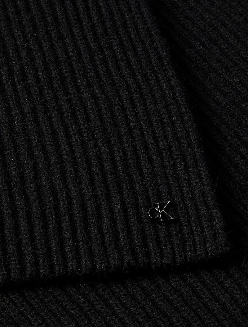 Calvin Klein Siyah Renkli Erkek CK Metal Wool Atkı