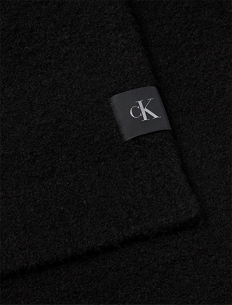 Calvin Klein Siyah Renkli Erkek CK Patch Boucle Atkı
