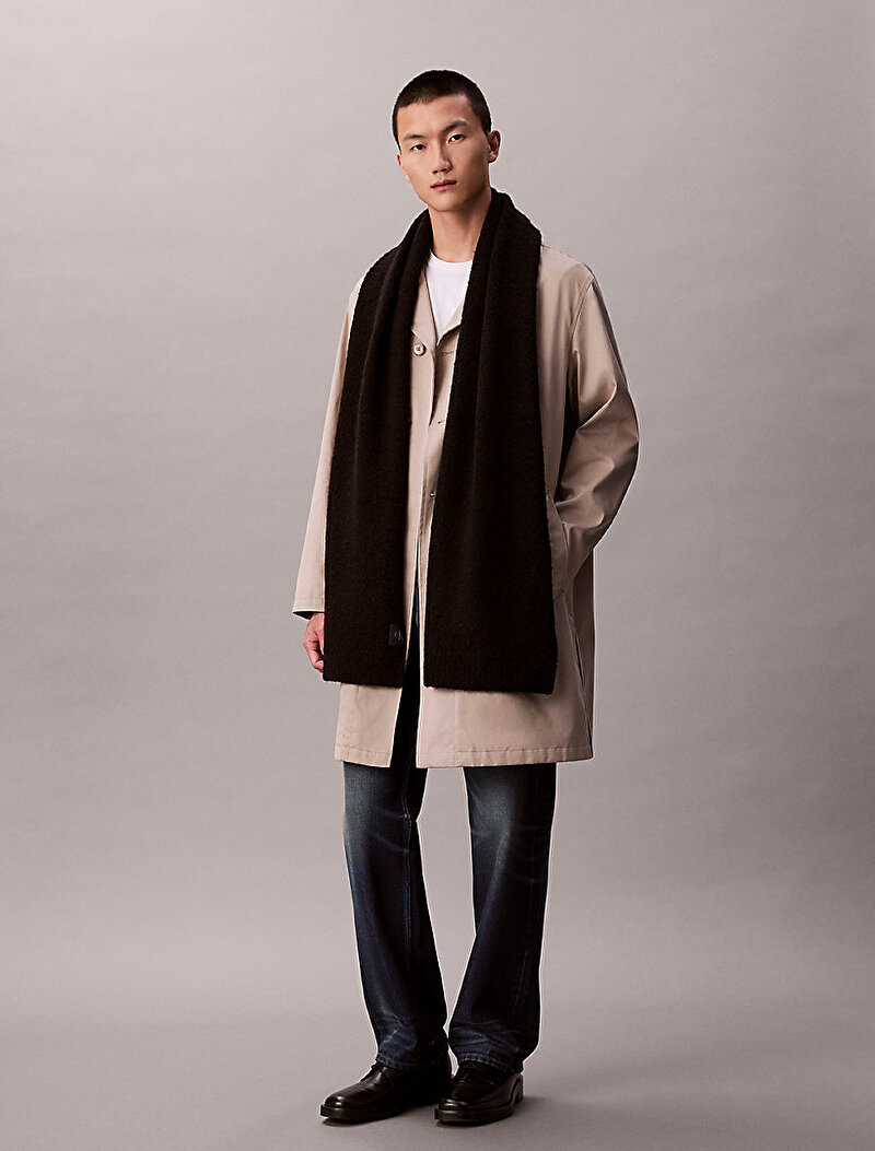 Calvin Klein Siyah Renkli Erkek CK Patch Boucle Atkı