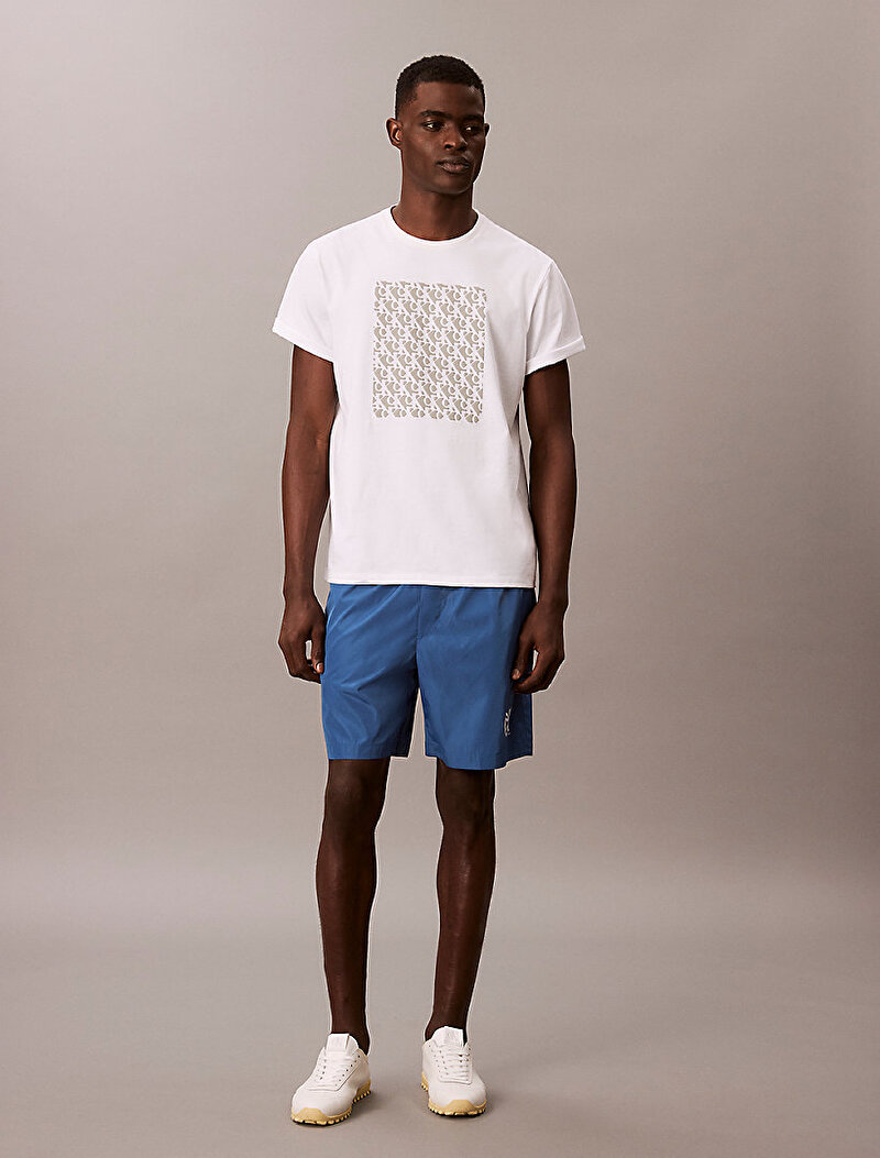 Calvin Klein Mavi Renkli Erkek Nylon Logo Drawstring Şort