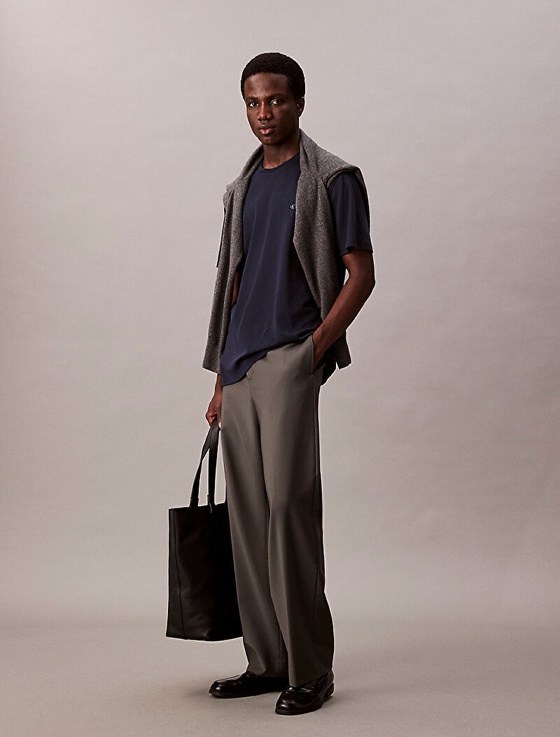 Calvin Klein Lacivert Renkli Erkek Supima Chest T-shirt