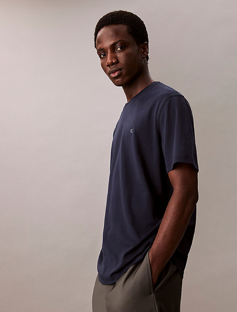 Calvin Klein Lacivert Renkli Erkek Supima Chest T-shirt