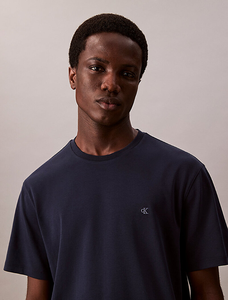 Calvin Klein Lacivert Renkli Erkek Supima Chest T-shirt