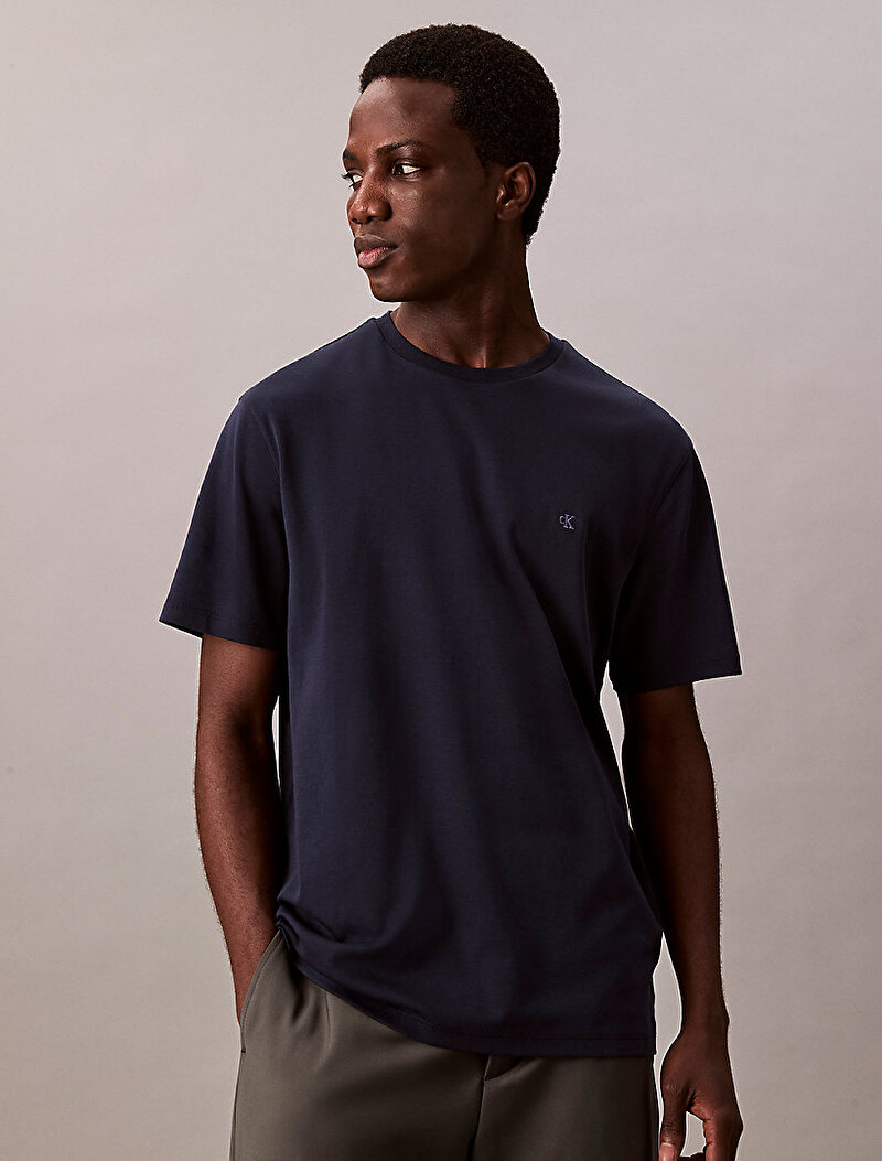 Calvin Klein Lacivert Renkli Erkek Supima Chest T-shirt