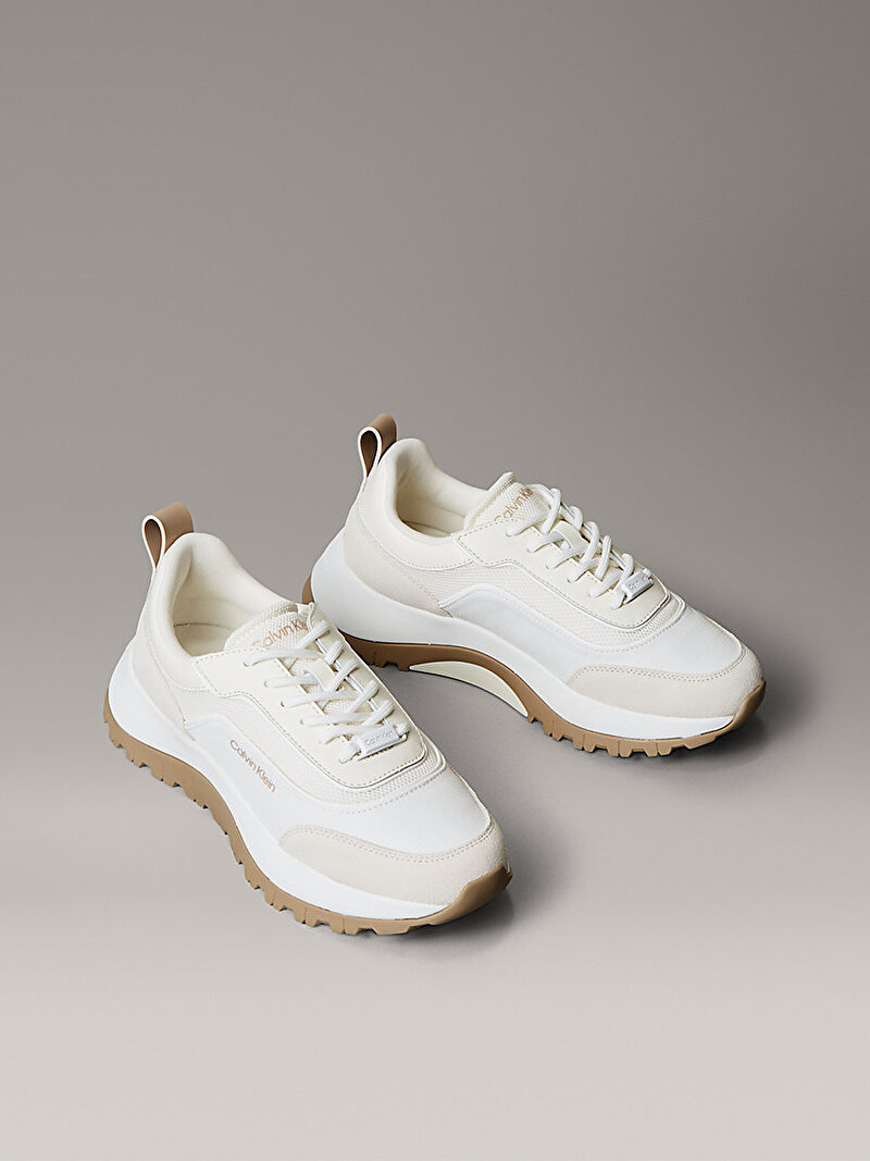 Calvin Klein Bej Renkli Kadın Runner Lace Up Mesh Sneaker