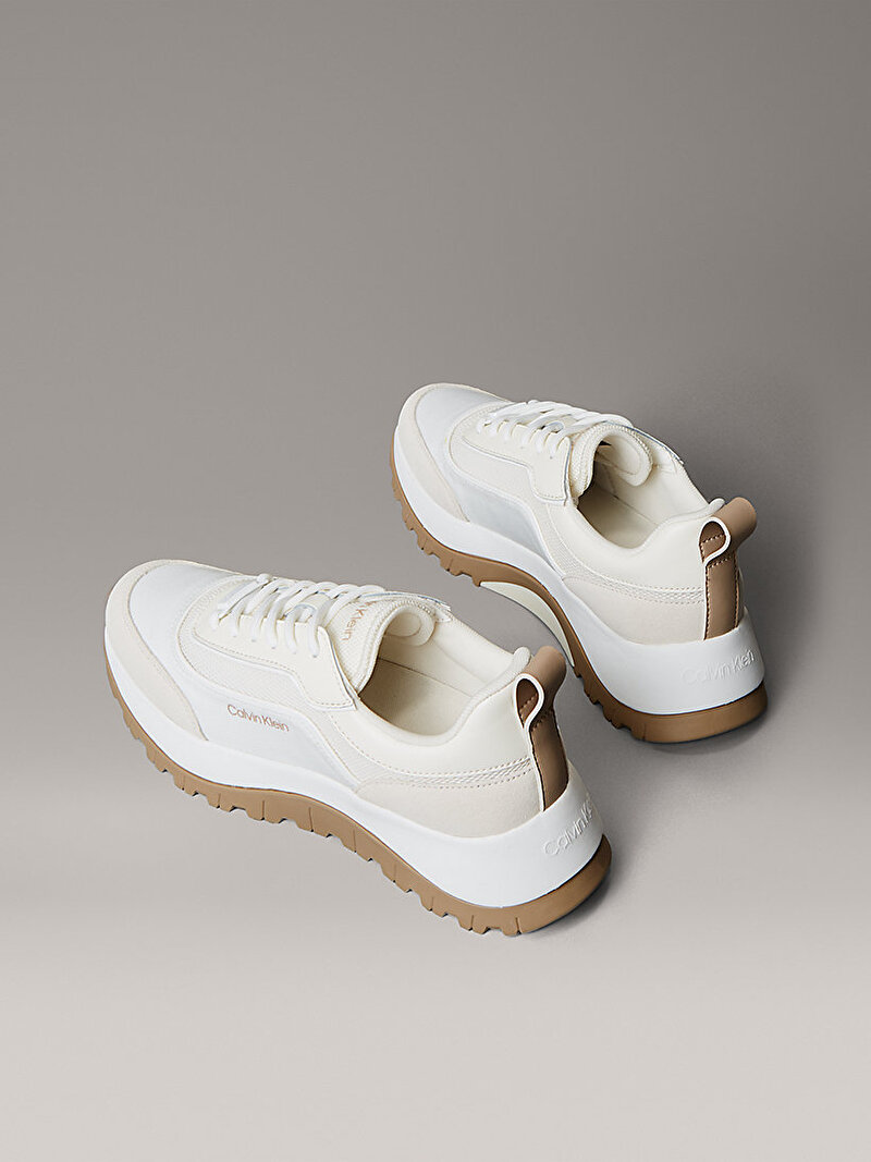 Calvin Klein Bej Renkli Kadın Runner Lace Up Mesh Sneaker