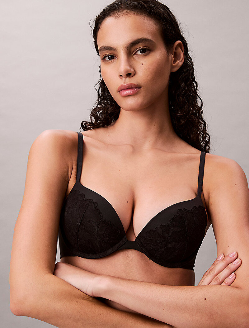 Calvin Klein Siyah Renkli Kadın Push Up Plunge Sütyen