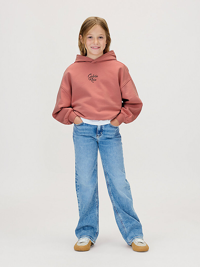 Calvin Klein Pembe Renkli Kız Çocuk Logo Graphic Sweatshirt