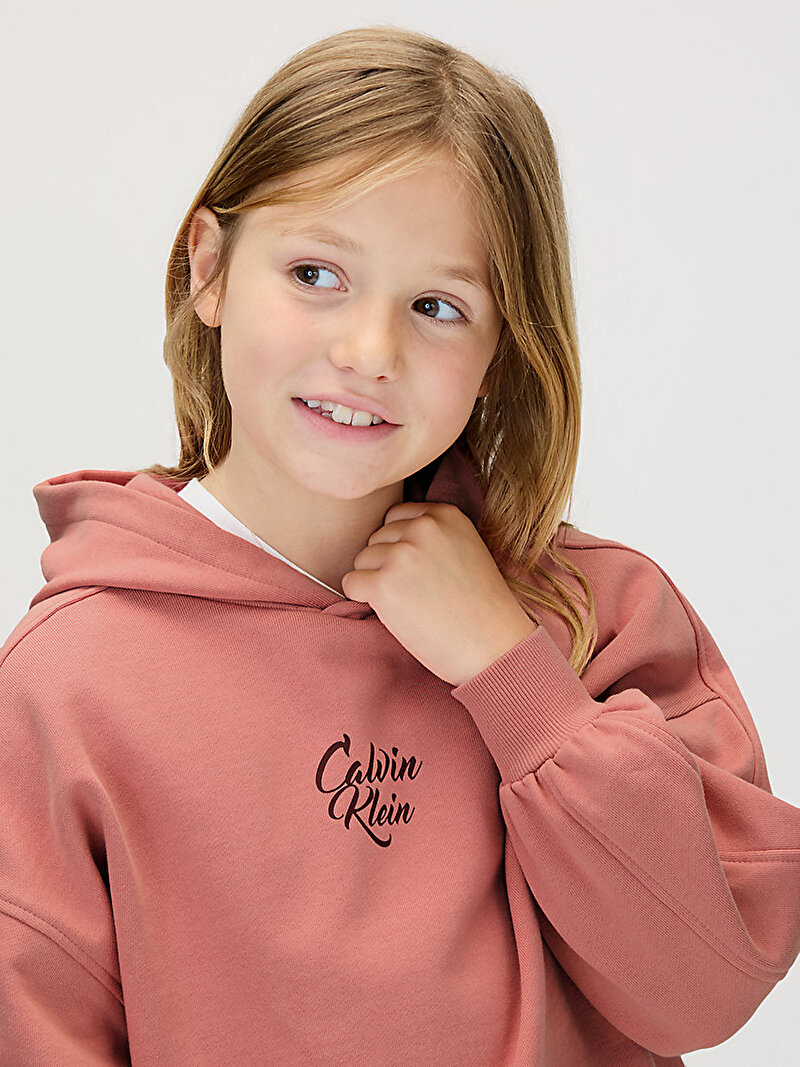Calvin Klein Pembe Renkli Kız Çocuk Logo Graphic Sweatshirt