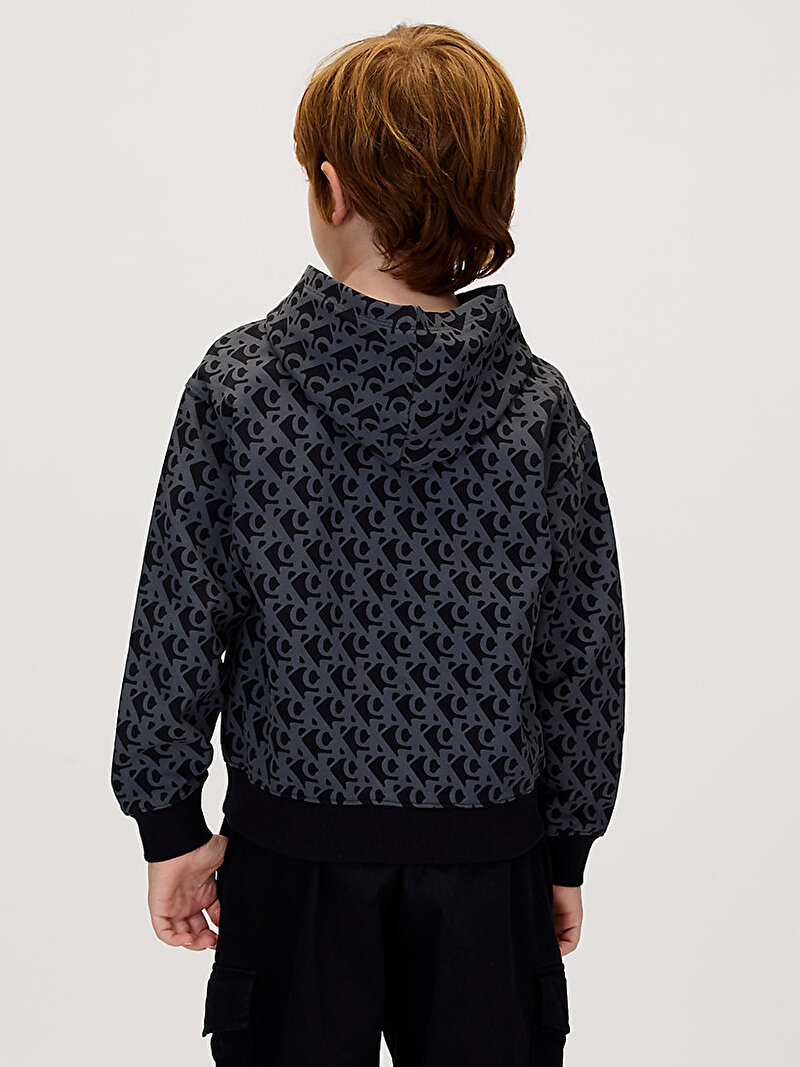 Calvin Klein Siyah Renkli Erkek Çocuk CK Logo Hoodie