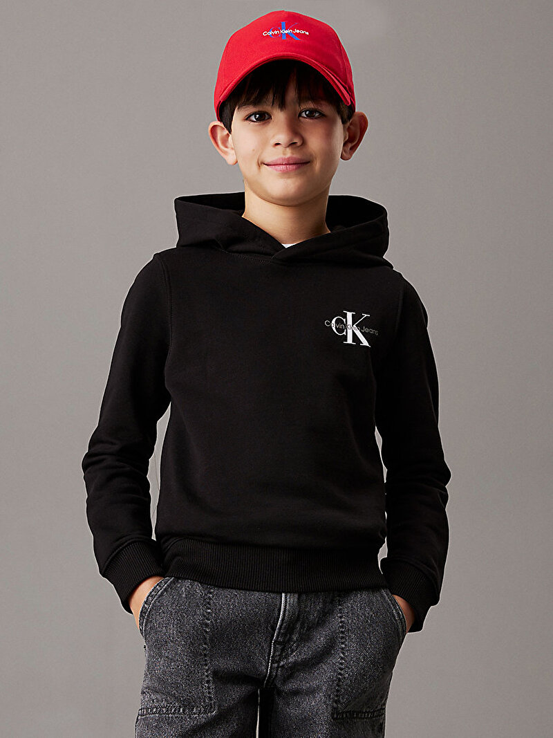 Calvin Klein Siyah Renkli Çocuk Unisex Small Monogram Hoodie
