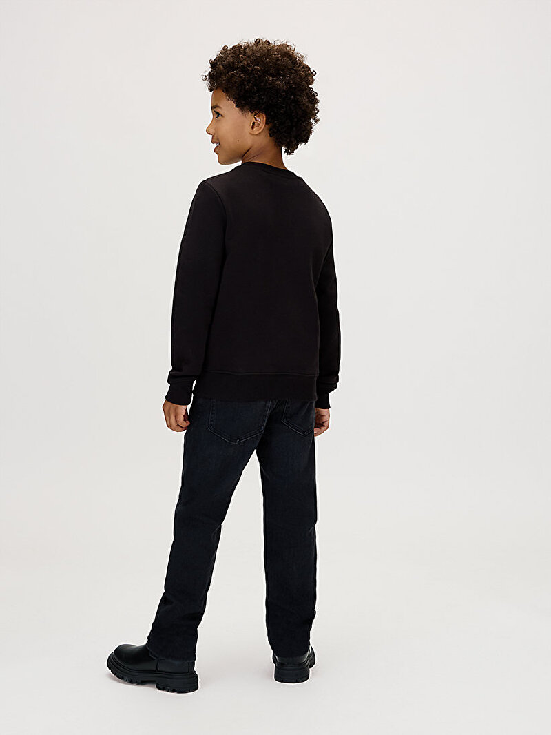 Calvin Klein Siyah Renkli Çocuk Unisex CK Monogram Terry Sweatshirt