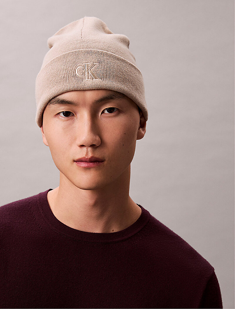 Calvin Klein Bej Renkli Erkek CK Fine Rib Bere