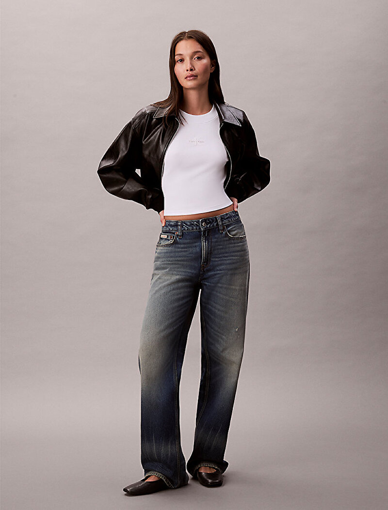 Calvin Klein Beyaz Renkli Kadın Monologo Baby T-shirt