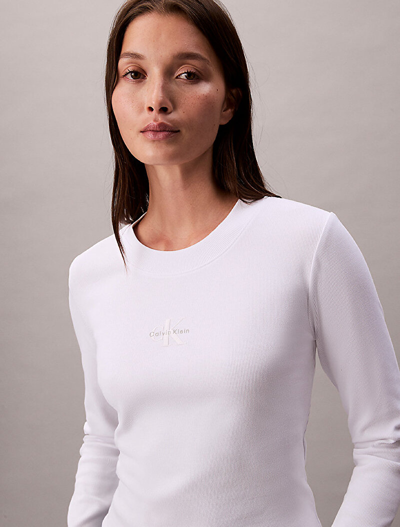 Calvin Klein Beyaz Renkli Kadın Monologo Baby T-shirt