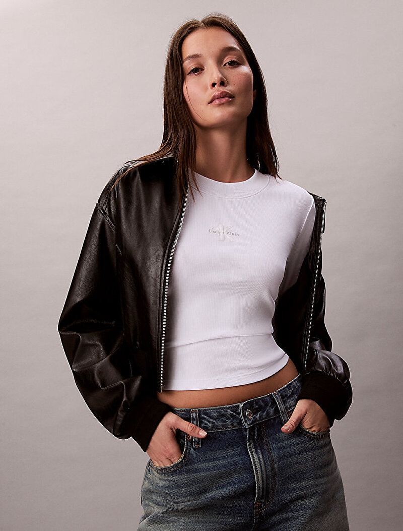 Calvin Klein Beyaz Renkli Kadın Monologo Baby T-shirt