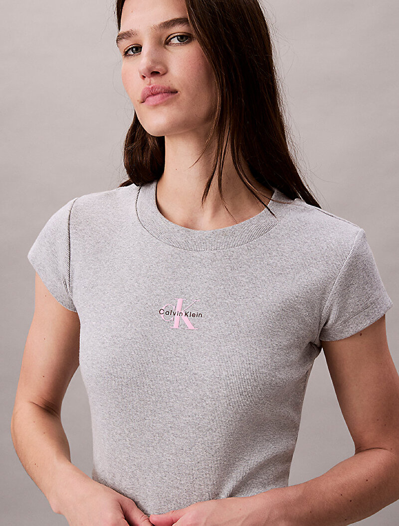 Calvin Klein Gri Renkli Kadın Monologo Baby T-shirt