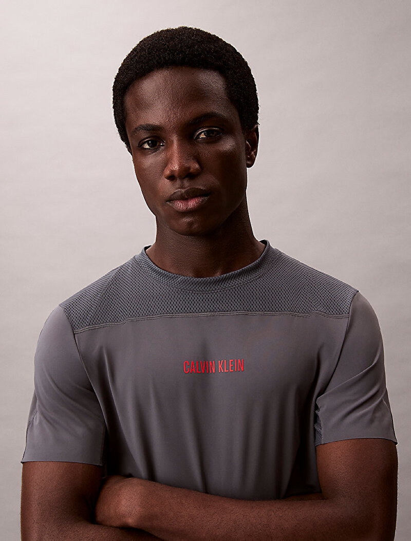 Calvin Klein Gri Renkli Erkek Baselayer T-shirt