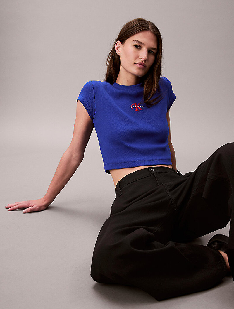 Calvin Klein Mavi Renkli Kadın Monologo Baby T-shirt