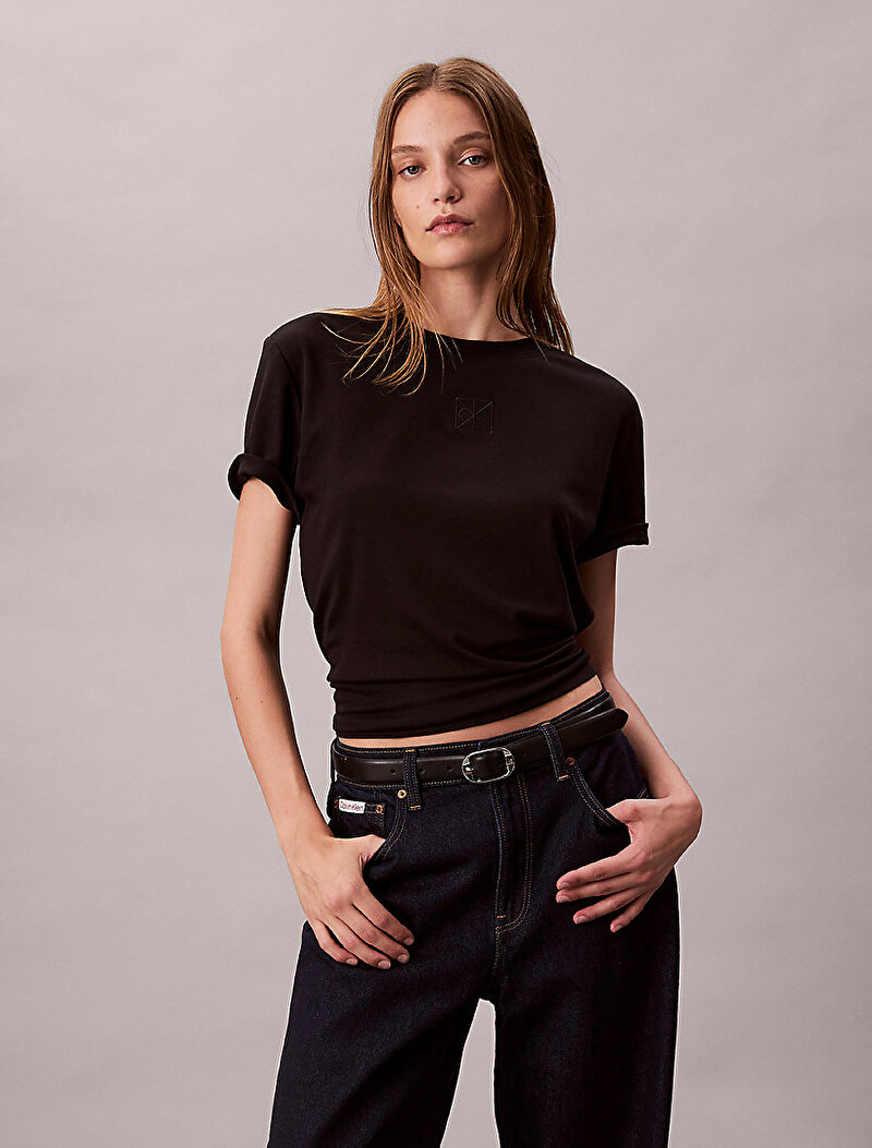 Calvin Klein Siyah Renkli Kadın Supima Jersey T-shirt