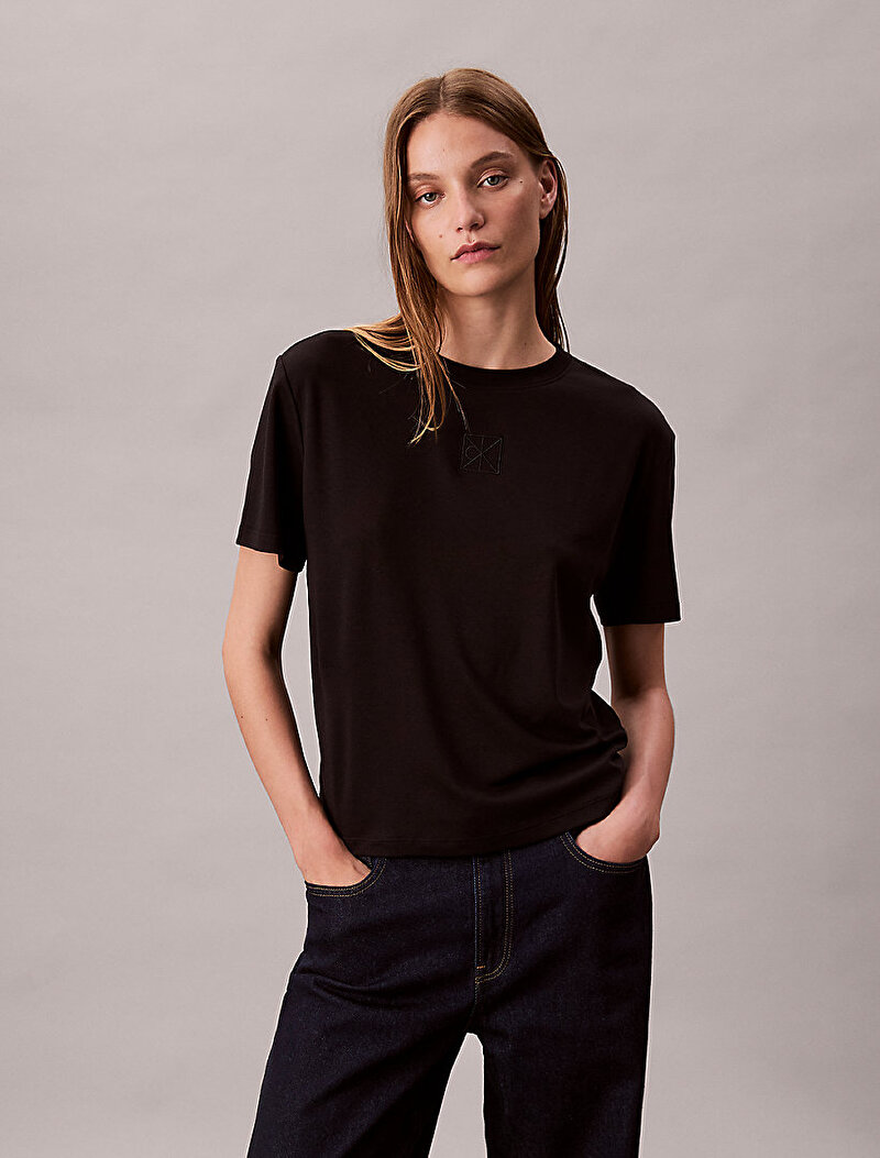 Calvin Klein Siyah Renkli Kadın Supima Jersey T-shirt