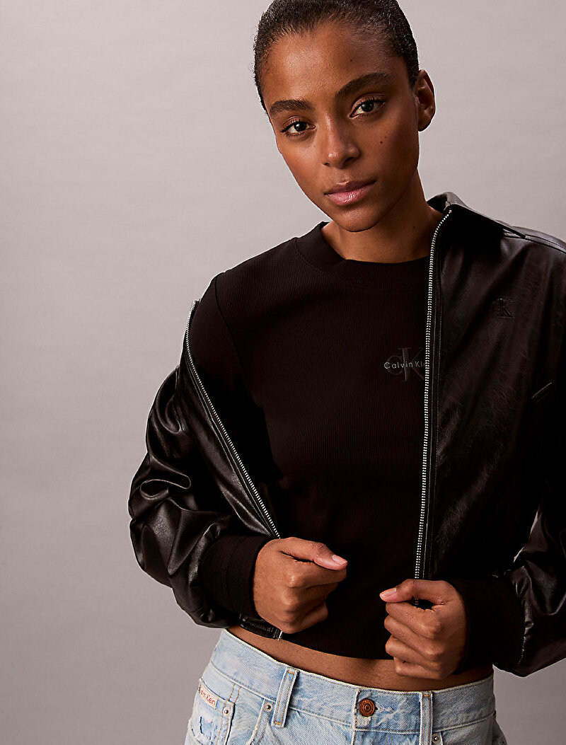 Calvin Klein Siyah Renkli Kadın Monologo Baby T-shirt