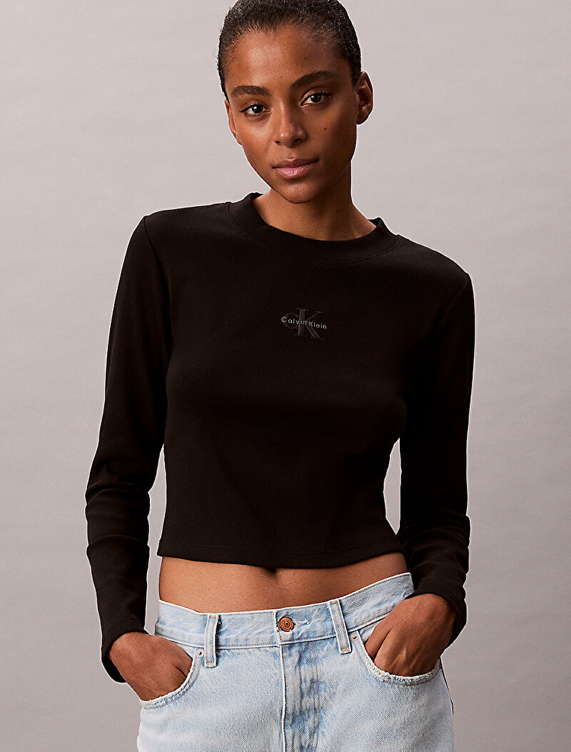 Calvin Klein Siyah Renkli Kadın Monologo Baby T-shirt