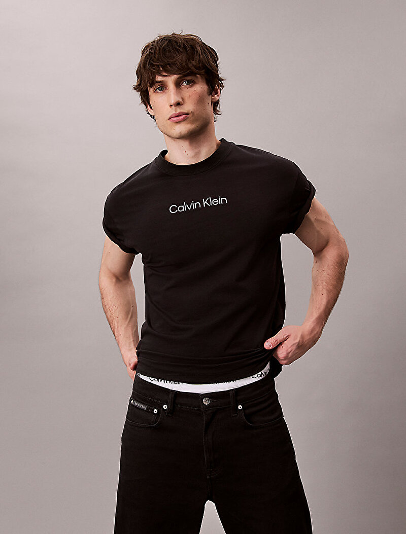 Calvin Klein Siyah Renkli Erkek Standart Logo T-shirt
