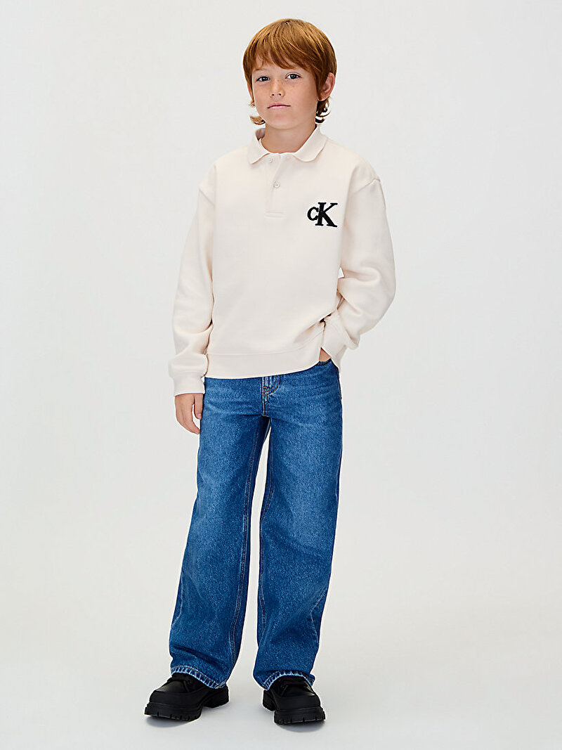 Calvin Klein Bej Renkli Erkek Çocuk Bonded Pique Towel Polo T-shirt