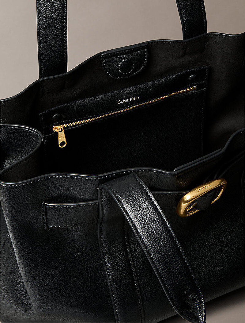 Calvin Klein Siyah Renkli Kadın Buckle Medium Tote Çanta