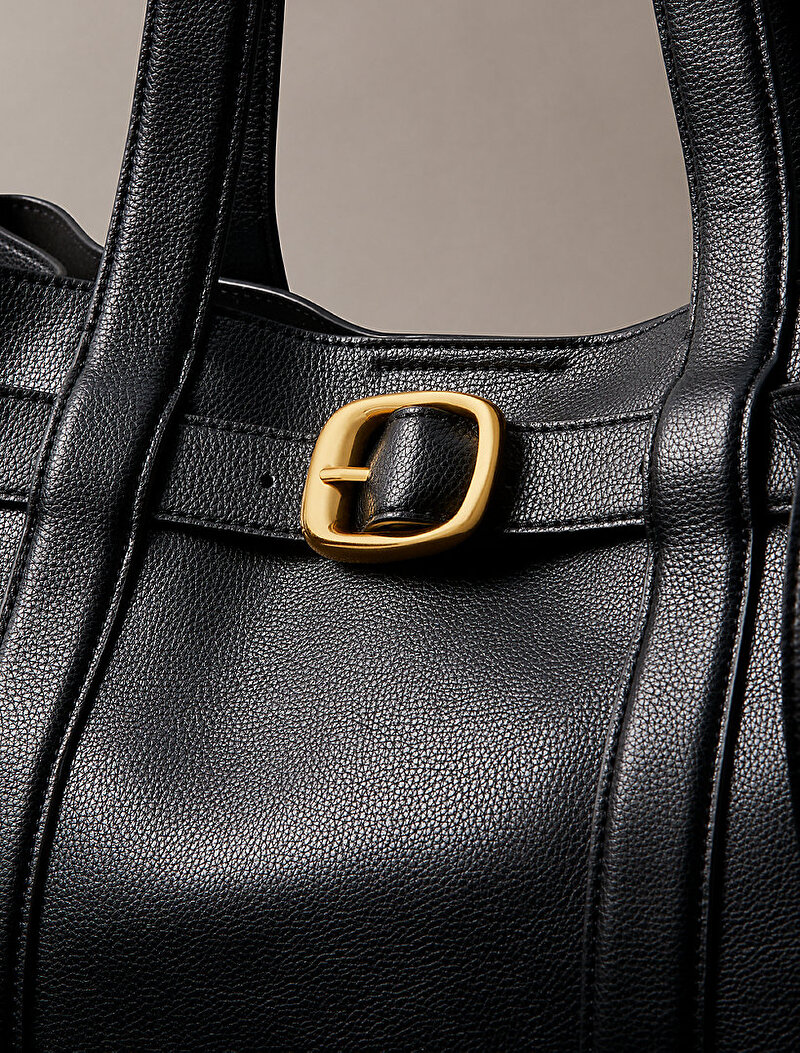 Calvin Klein Siyah Renkli Kadın Buckle Medium Tote Çanta