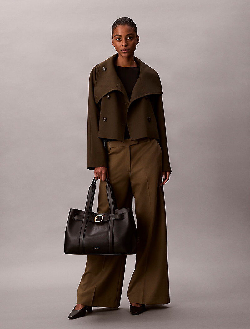 Calvin Klein Siyah Renkli Kadın Buckle Medium Tote Çanta