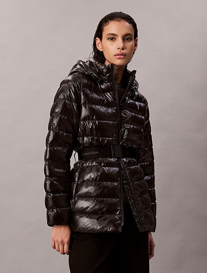 Calvin Klein Siyah Renkli Kadın Belted Lightweight Puffer Mont