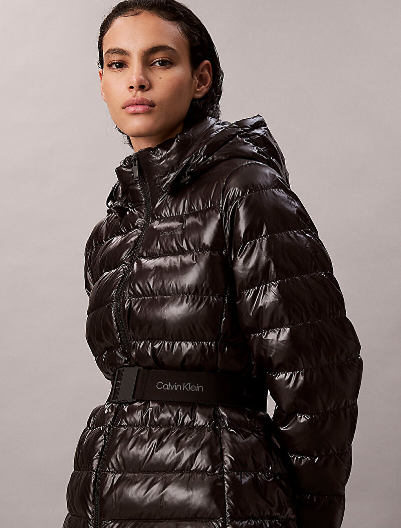 Calvin Klein Siyah Renkli Kadın Belted Lightweight Puffer Mont