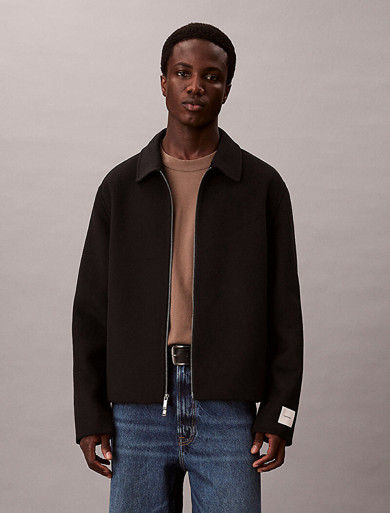 Calvin Klein Siyah Renkli Erkek Solid Wool Short Ceket