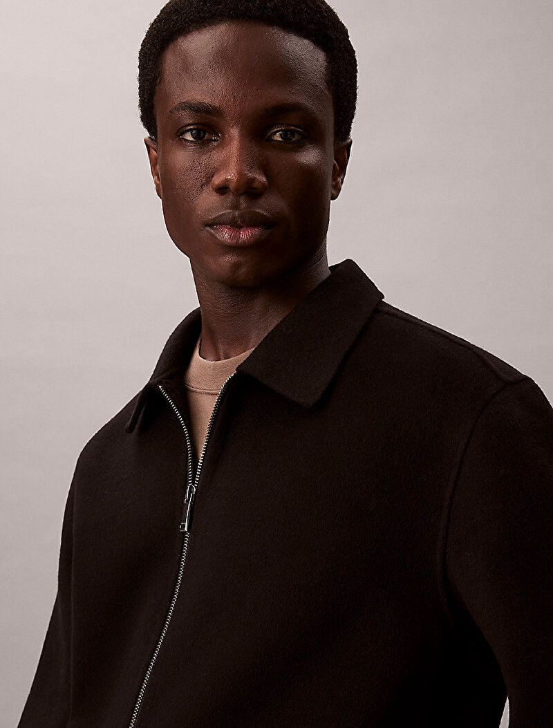 Calvin Klein Siyah Renkli Erkek Solid Wool Short Ceket