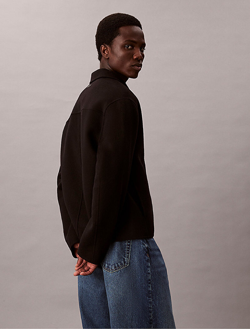 Calvin Klein Siyah Renkli Erkek Solid Wool Short Ceket