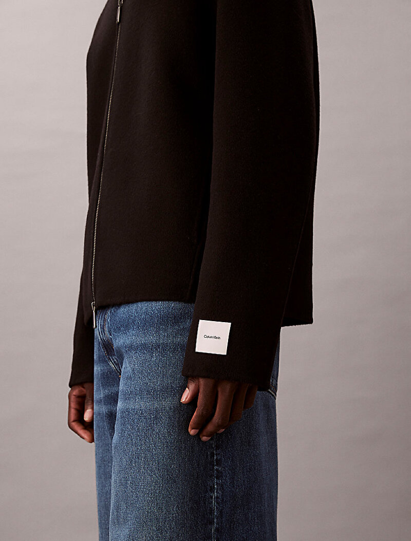 Calvin Klein Siyah Renkli Erkek Solid Wool Short Ceket