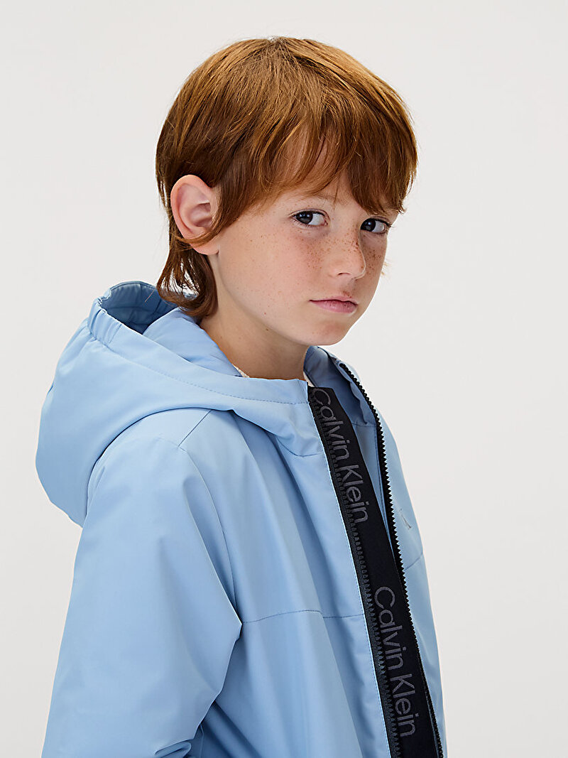 Calvin Klein Mavi Renkli Erkek Çocuk Nylon Technical Hooded Ceket